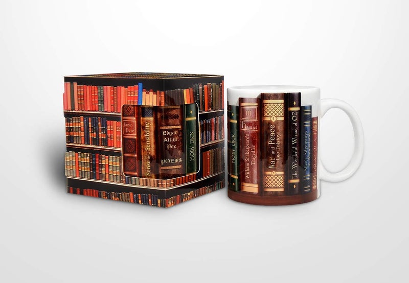 Universal Zone Bookshelf Mug with Famous Book Titles - Literary Book Lover Mug - Image 5